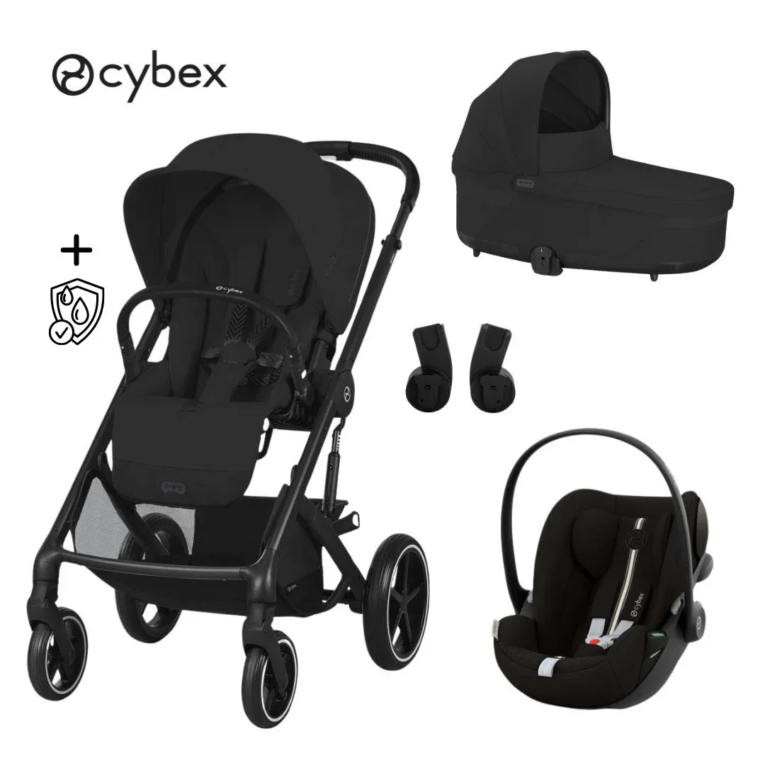 Cybex® 3in1 Stroller Balios S Lux + Carry Cot + Cloud G Car Seat Moon Black (+ Rain cover)