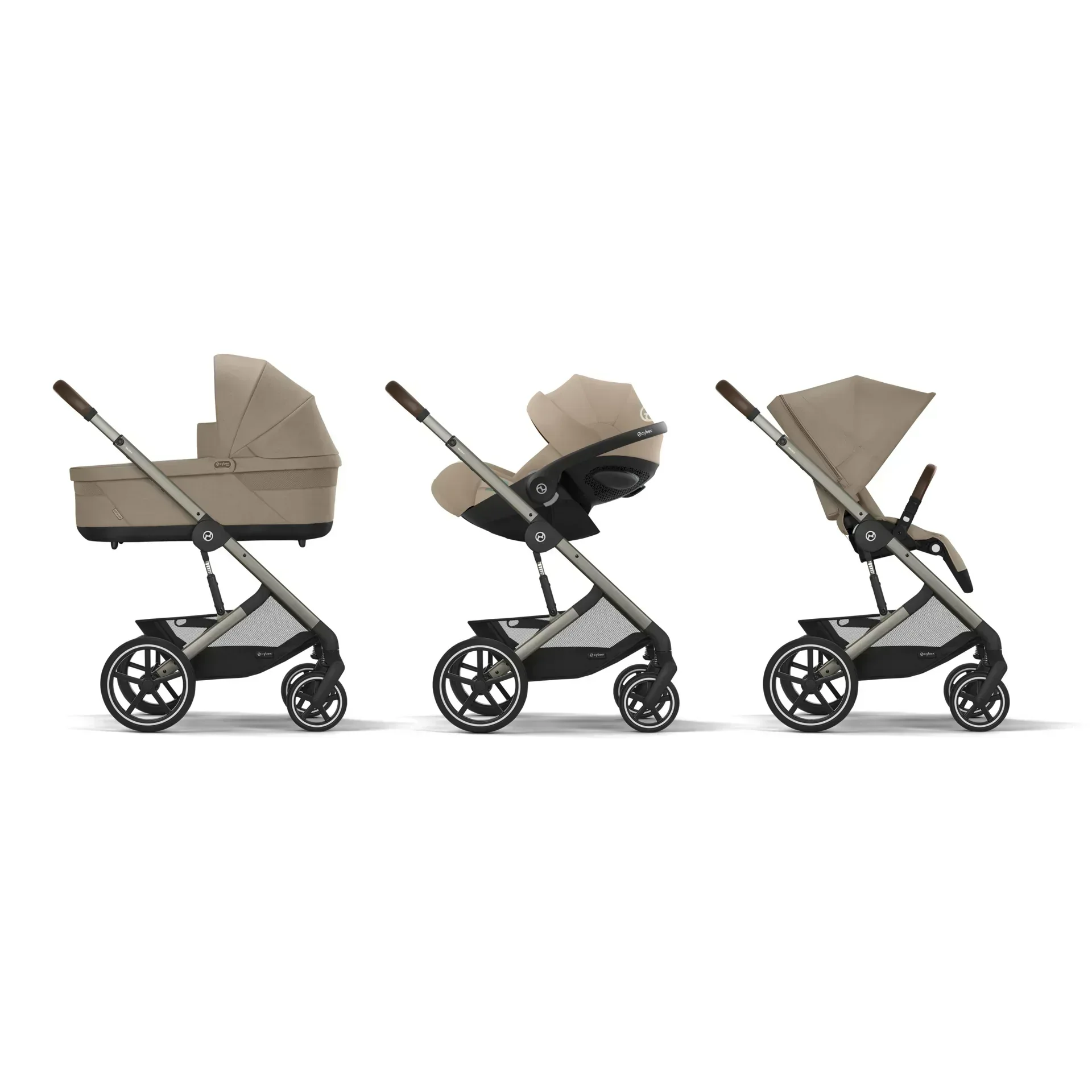 Cybex® 3in1 Stroller Balios S Lux + Carry Cot + Cloud G Car Seat Almond Beige (+ Rain cover) - Image 3