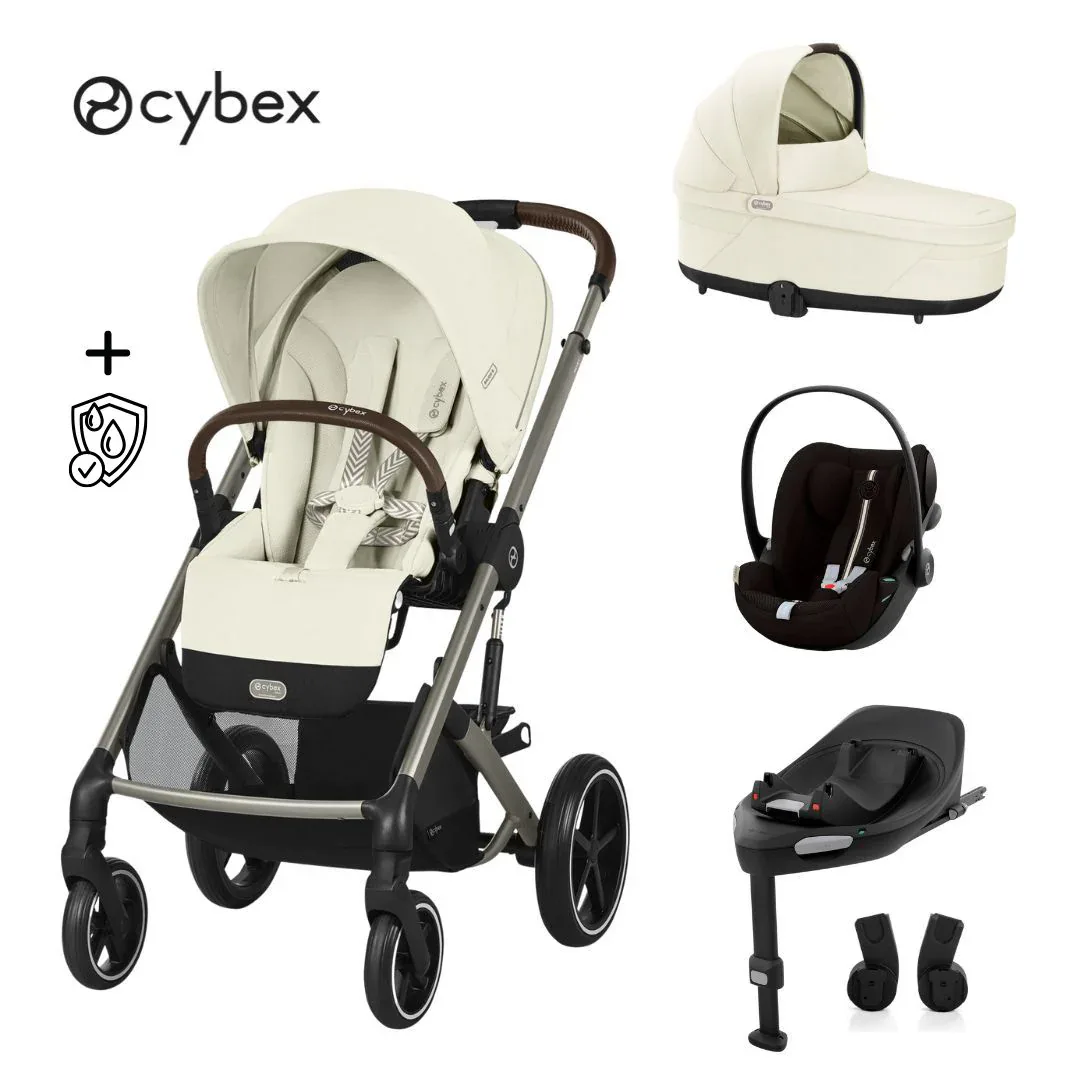 Cybex® 4in1 Stroller Balios S Lux + Carry Cot + Cloud G Car Seat + Base G Seashell Beige (+ Rain cover)