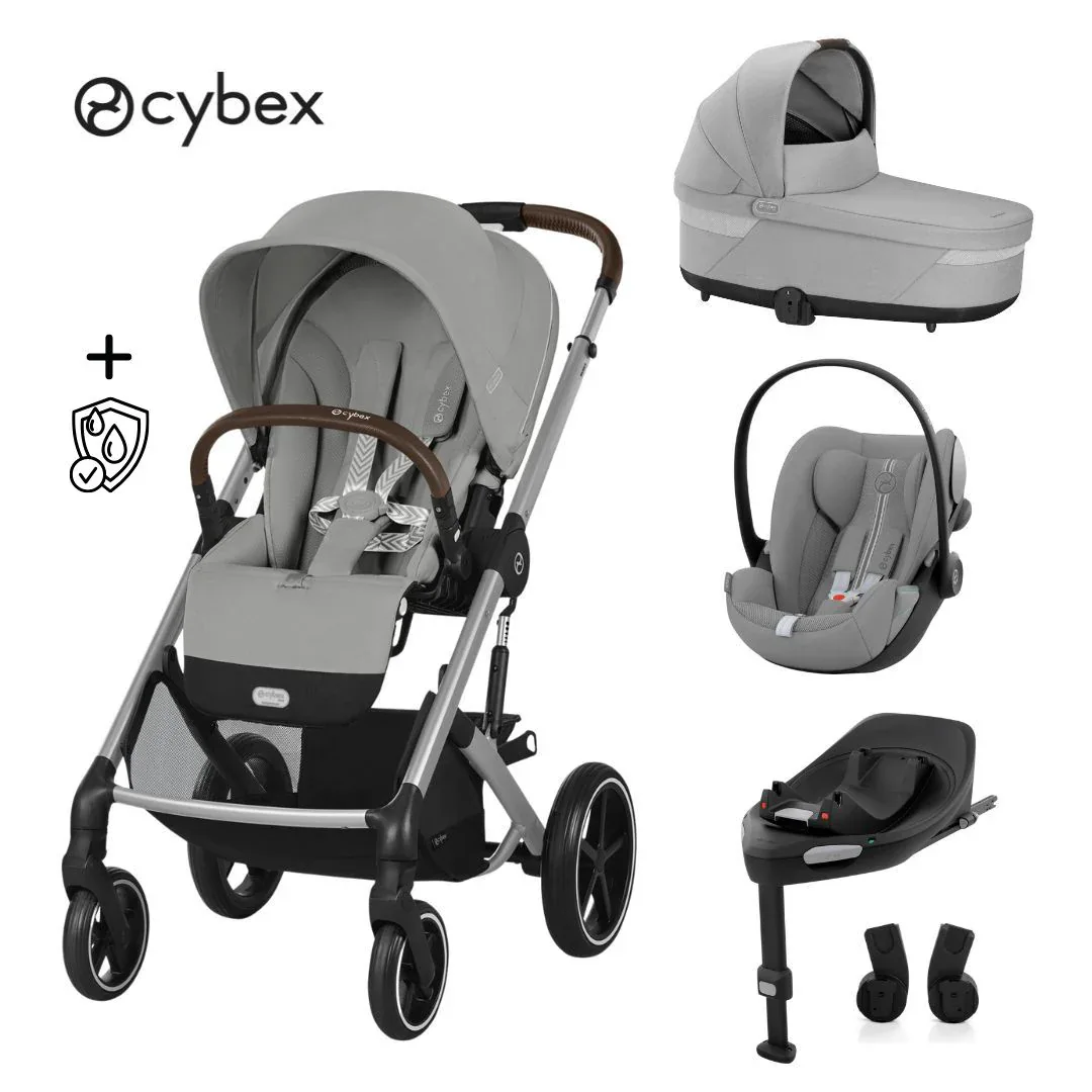 Cybex® 4in1 Stroller Balios S Lux + Carry Cot + Cloud G Car Seat + Base G Stone Grey (+ Rain cover)