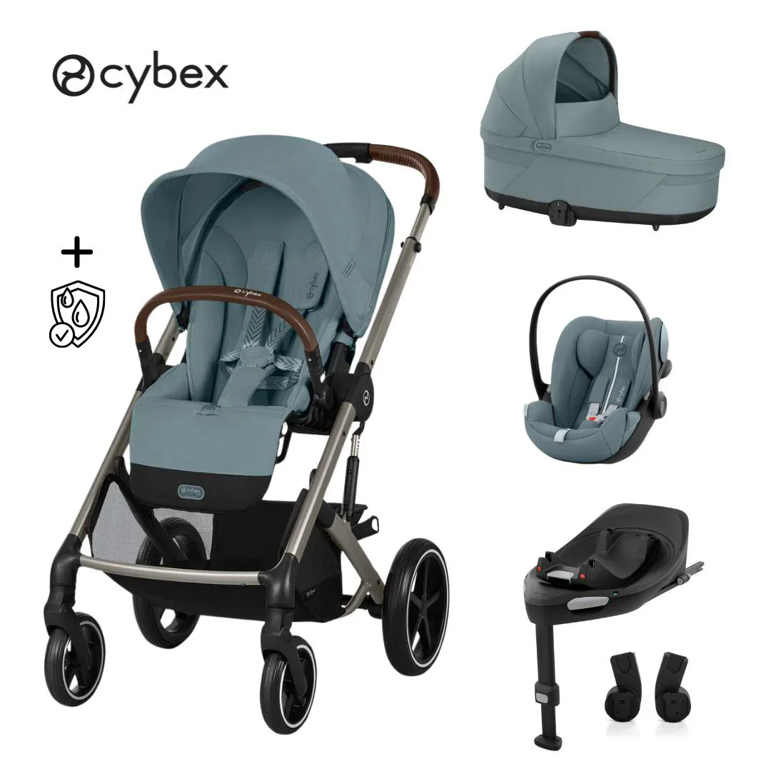 Cybex® 4in1 Stroller Balios S Lux + Carry Cot + Cloud G Car Seat + Base G Stormy Blue (+ Rain cover)