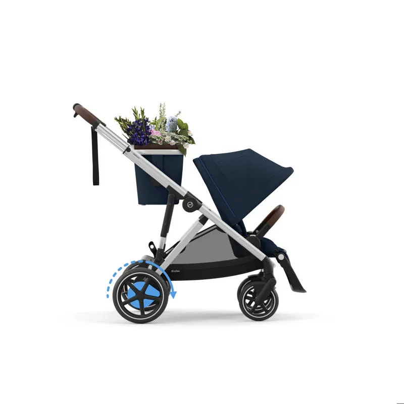 Cybex® Baby Stroller e-Gazelle™ S Ocean Blue (Silver Frame) - Image 3