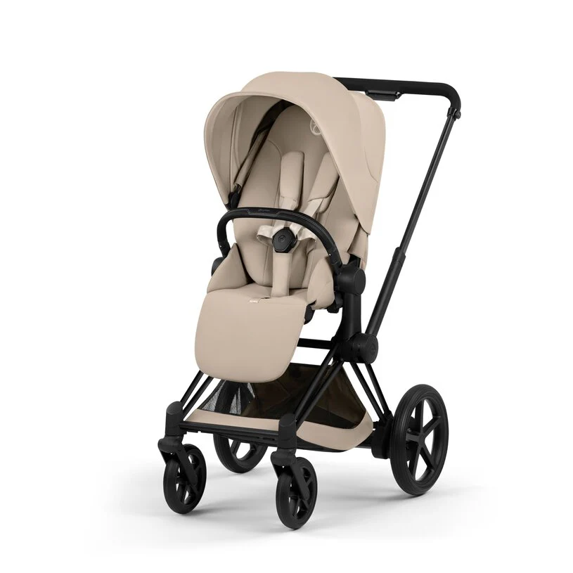 Cybex Platinum® e-Priam™ 2-in-1 Stroller with Foldable Carry Cot Comfort Cozy Beige | Matt Black - Image 3