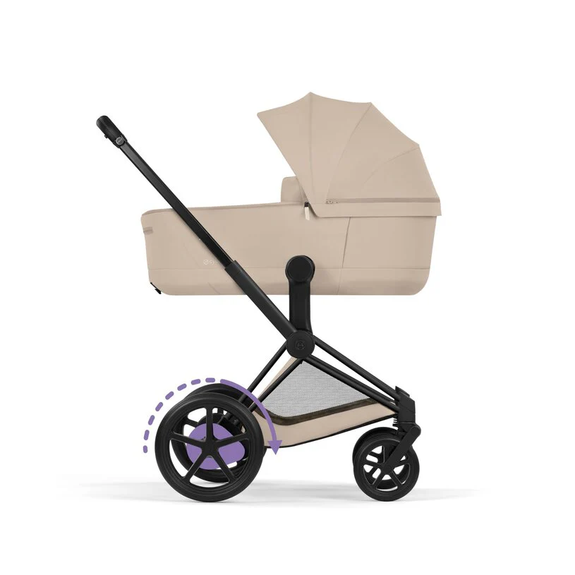 Cybex Platinum® e-Priam™ 2-in-1 Stroller with Foldable Carry Cot Comfort Cozy Beige | Matt Black - Image 4