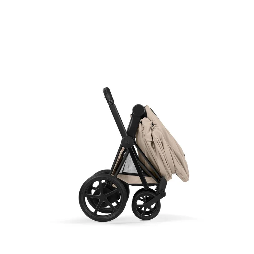 Cybex Platinum® e-Priam™ 2-in-1 Stroller with Foldable Carry Cot Comfort Cozy Beige | Matt Black - Image 5