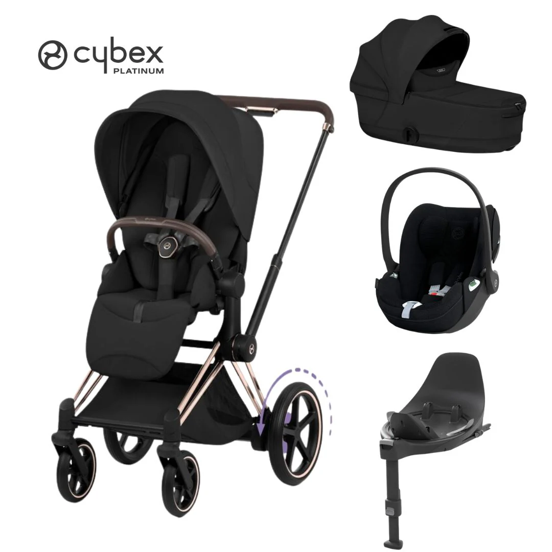 Cybex Platinum® e-Priam™ 4-in-1 Stroller Travel System + Cloud T Car Seat + ISOFIX Base T Sepia Black