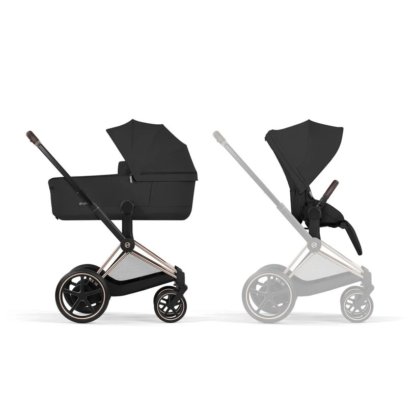 Cybex Platinum® e-Priam™ 2-in-1 Stroller with Foldable Carry Cot Comfort Sepia Black | Rosegold - Image 2