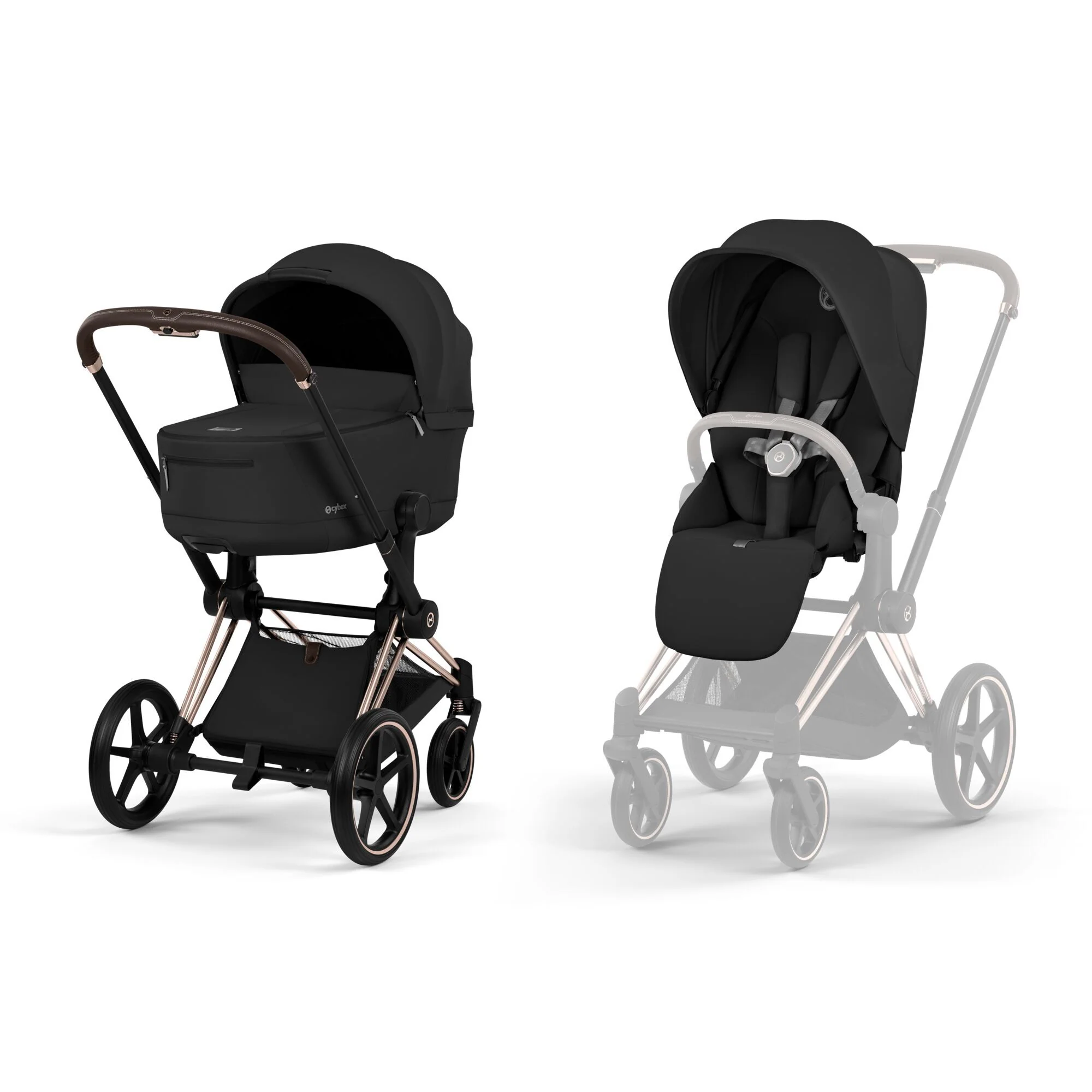 Cybex Platinum® e-Priam™ 4-in-1 Stroller Travel System + Cloud T Car Seat + ISOFIX Base T Sepia Black - Image 24