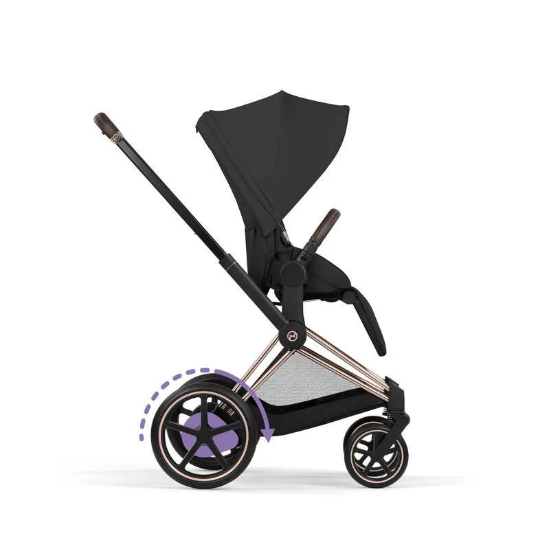 Cybex Platinum® e-Priam™ 2-in-1 Stroller with Foldable Carry Cot Comfort Sepia Black | Rosegold - Image 8
