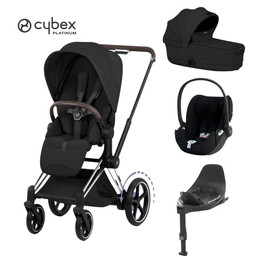 Cybex Platinum® e-Priam™ 4-in-1 Stroller Travel System + Cloud T Car Seat + ISOFIX Base T Sepia Black - Image 45