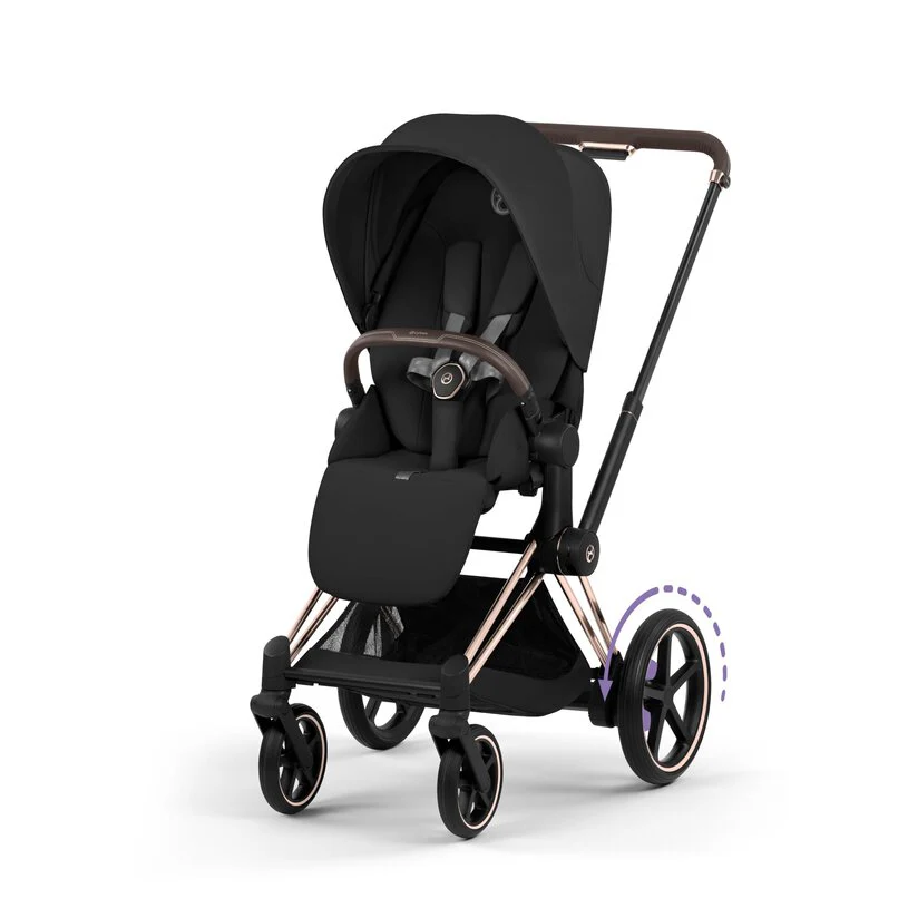 Cybex Platinum® e-Priam™ 2-in-1 Stroller with Foldable Carry Cot Comfort Sepia Black | Rosegold - Image 4