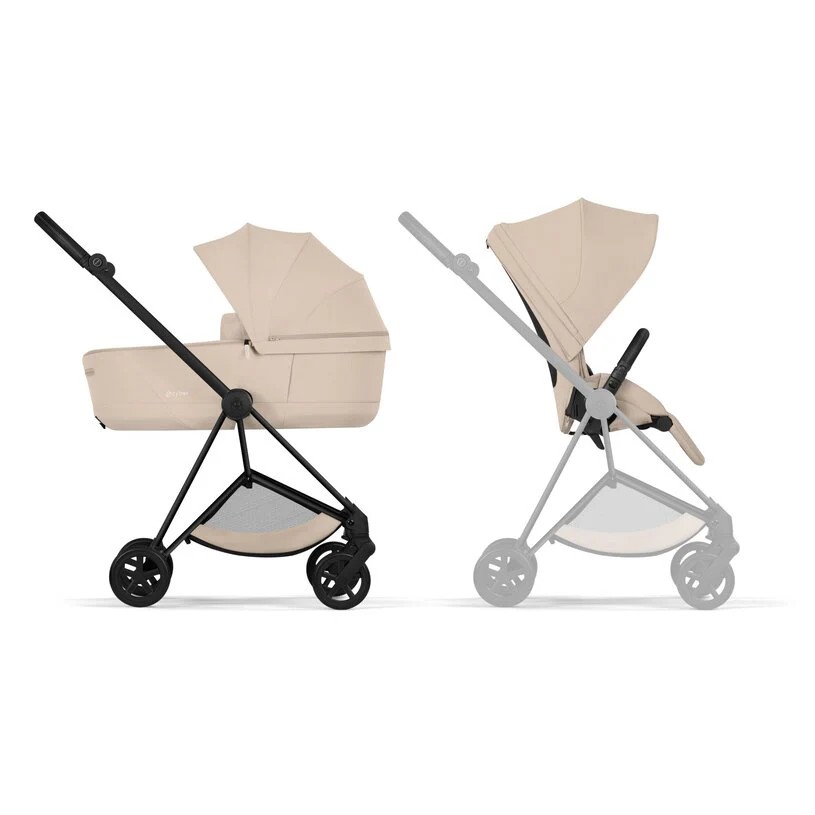 Cybex Platinum® Mios™ 2-in-1 Stroller with Lux Carry Cot Comfort Cozy Beige | Matt Black - Image 2