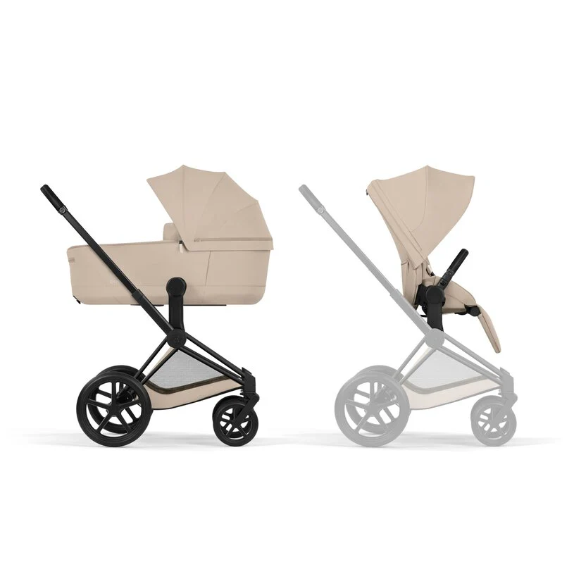 Cybex Platinum® Priam™ 2-in-1 Stroller with Foldable Carry Cot Comfort Cozy Beige | Matt Black - Image 2