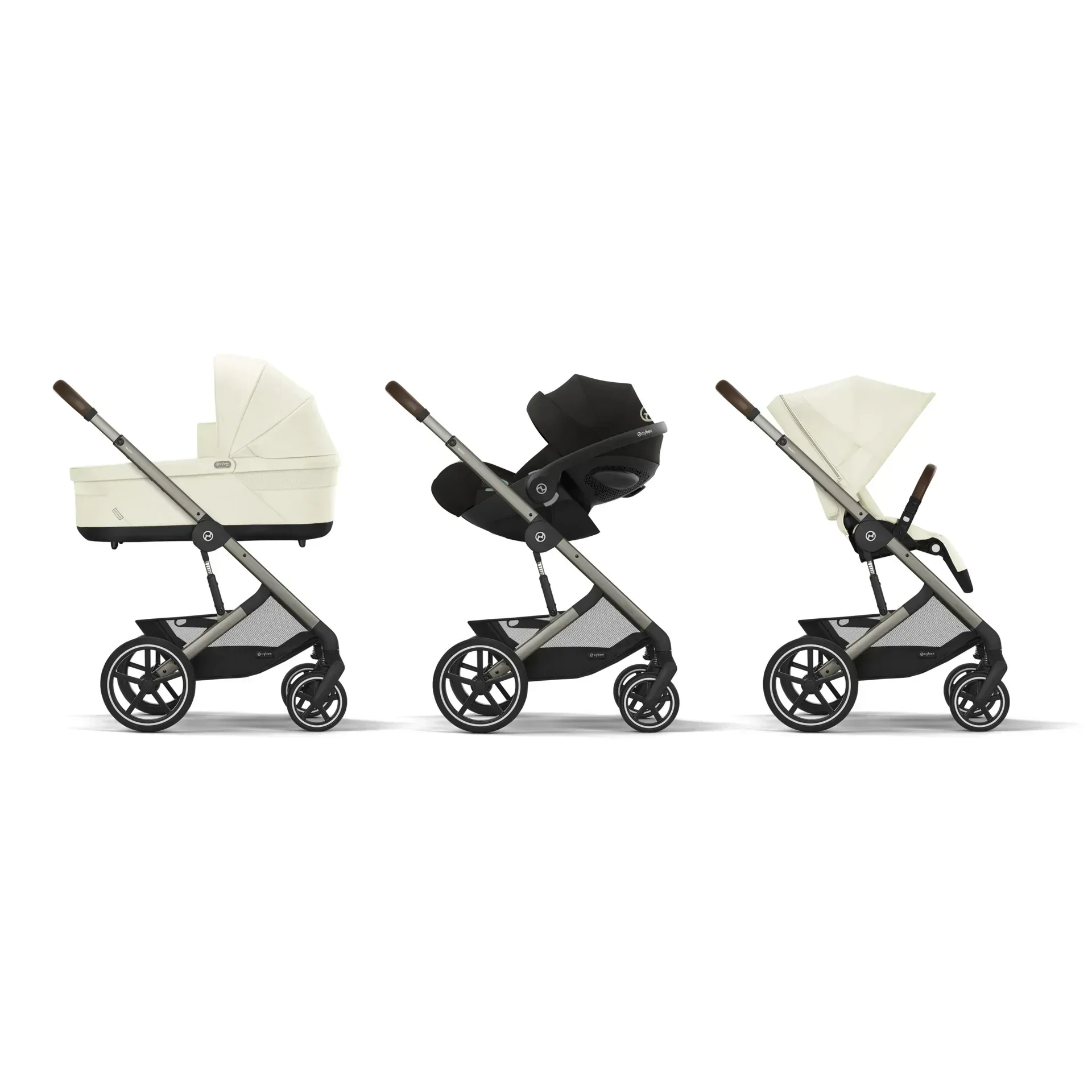 Cybex® 3in1 Stroller Balios S Lux + Carry Cot + Cloud G Car Seat Seashell Beige (+ Rain cover) - Image 3