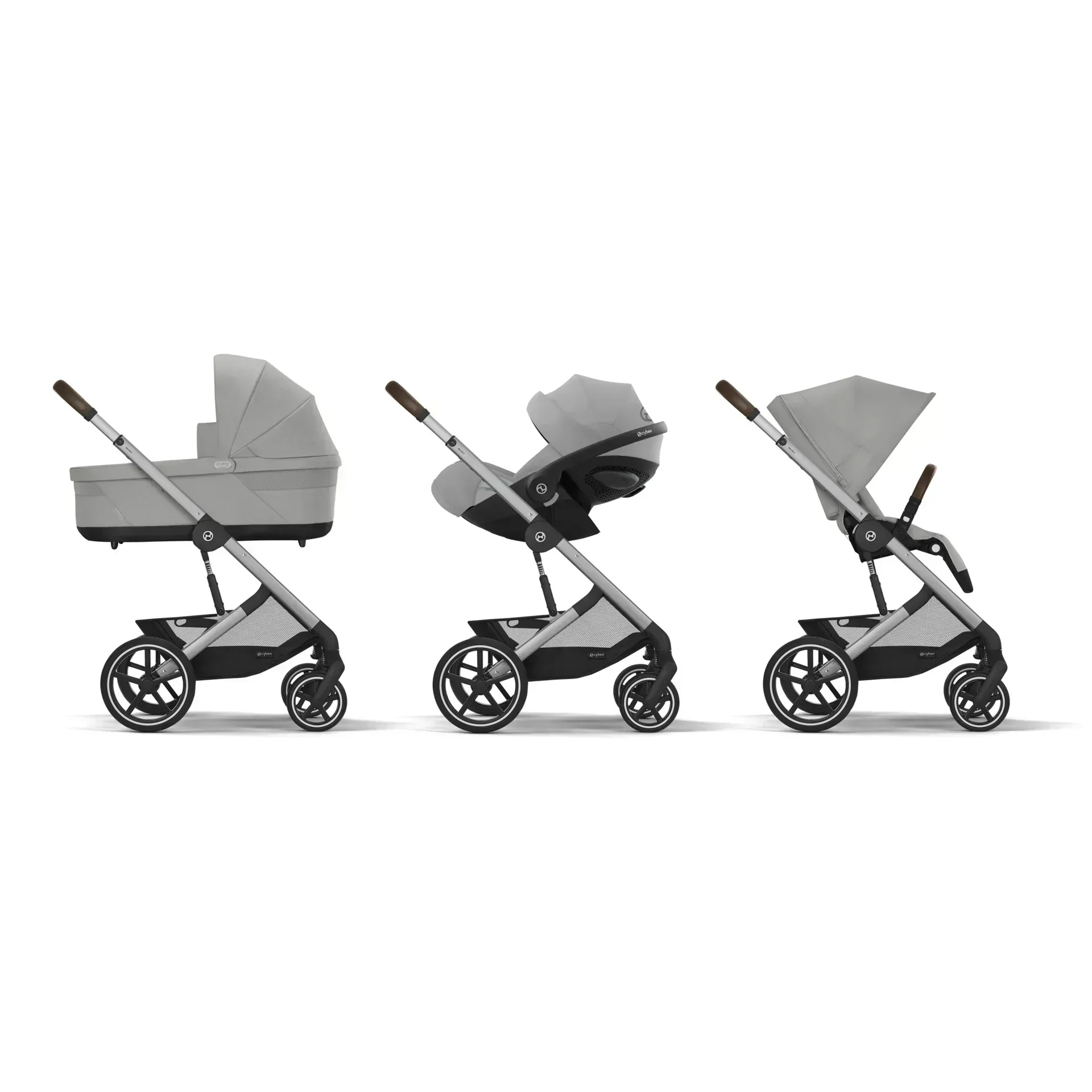 Cybex® 3in1 Stroller Balios S Lux + Carry Cot + Cloud G Car Seat Stone Grey (+ Rain cover) - Image 3