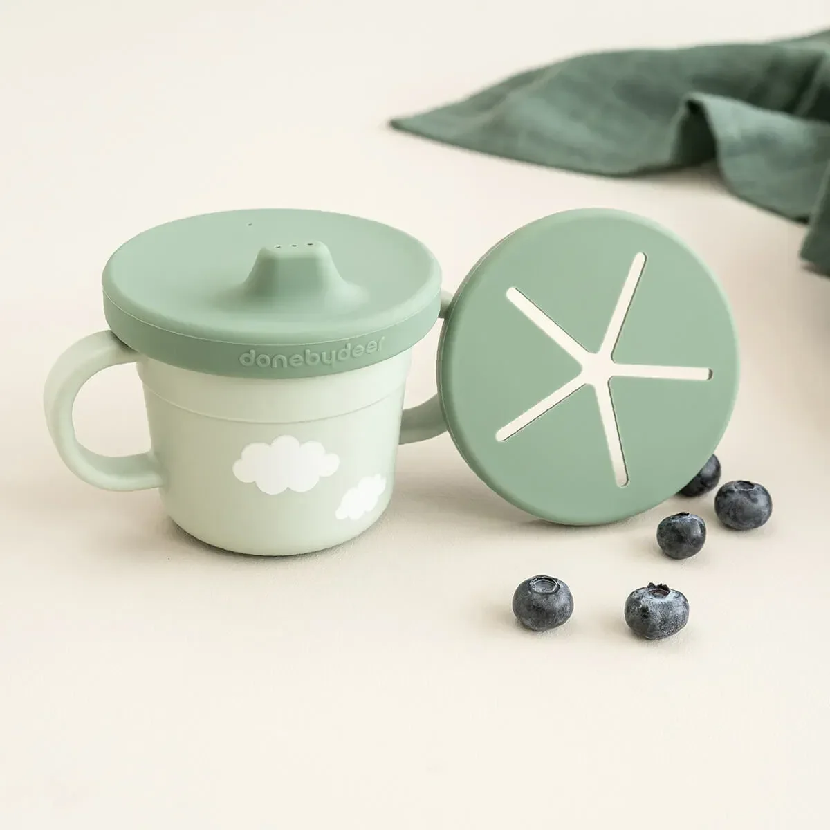 Done by Deer® 3-in-1 spout/snack cup Foodie Croco Green 215ml - Image 5