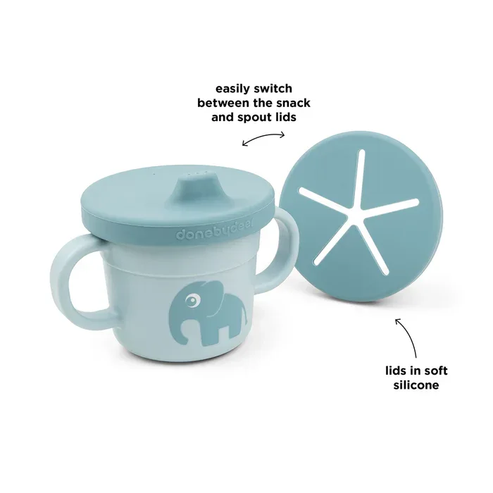 Done by Deer® 3-in-1 spout/snack cup Foodie Elphee Blue 215ml - Image 2