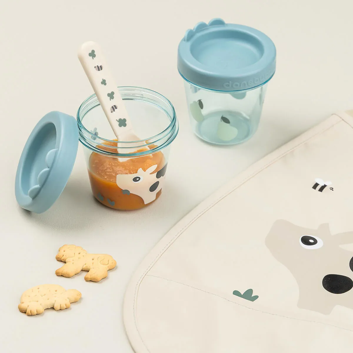 Done by Deer® Baby food container 2-pack Tiny Farm Blue - Image 4