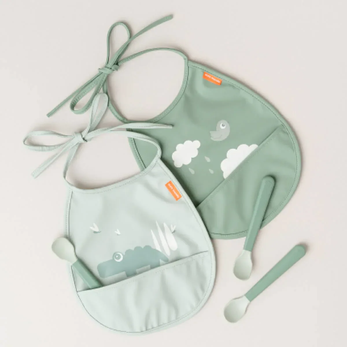 Done by Deer® Bib 2-pack Tiny pocket Croco Green - Image 5
