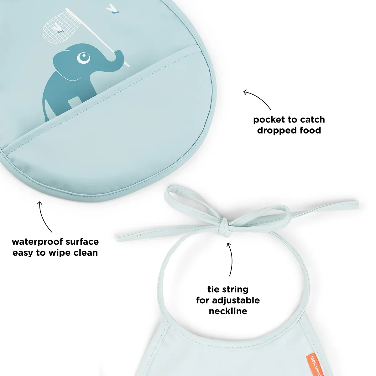 Done by Deer® Bib 2-pack Tiny pocket Elphee Blue - Image 7