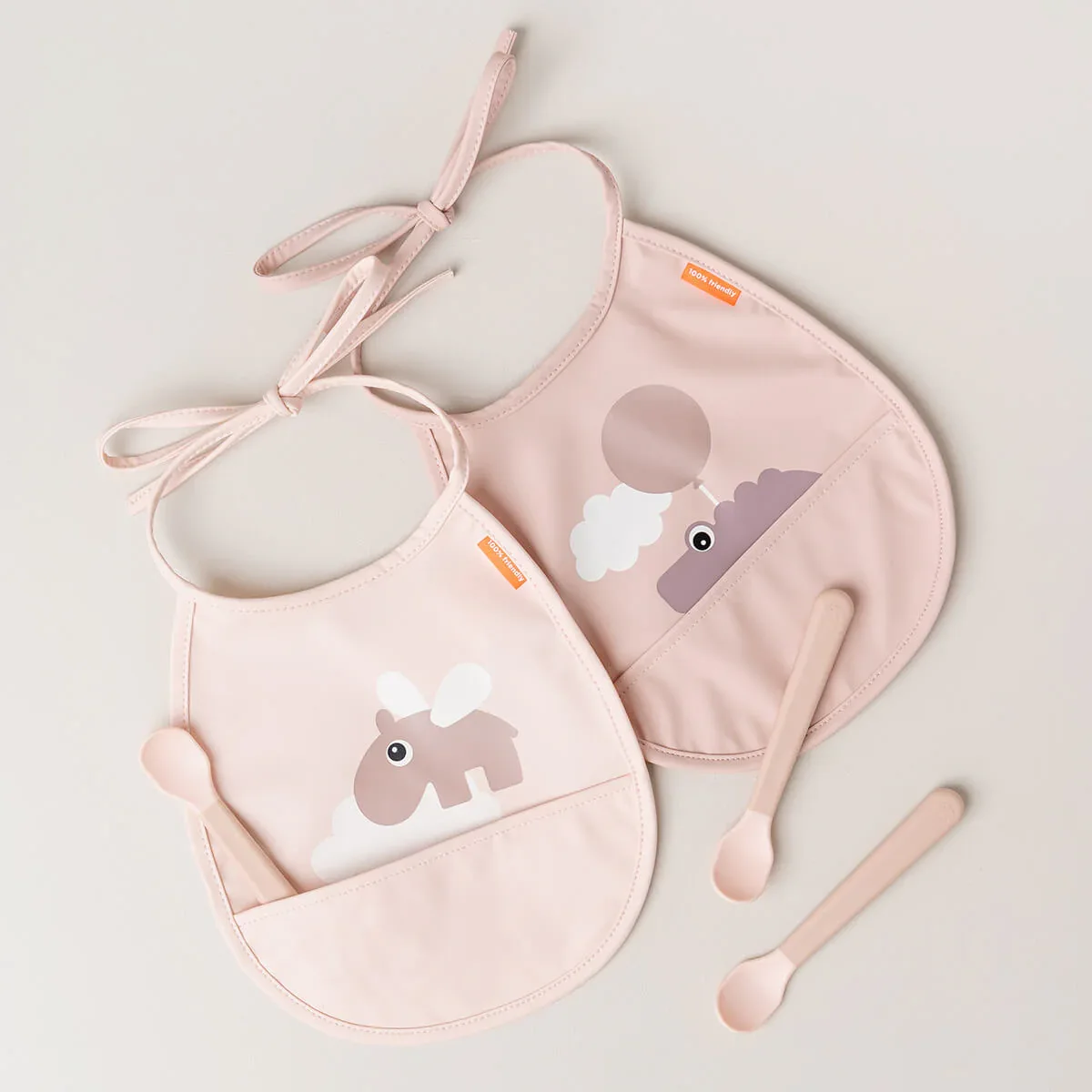 Done by Deer® Bib 2-pack Tiny pocket Happy Clouds Powder - Image 3