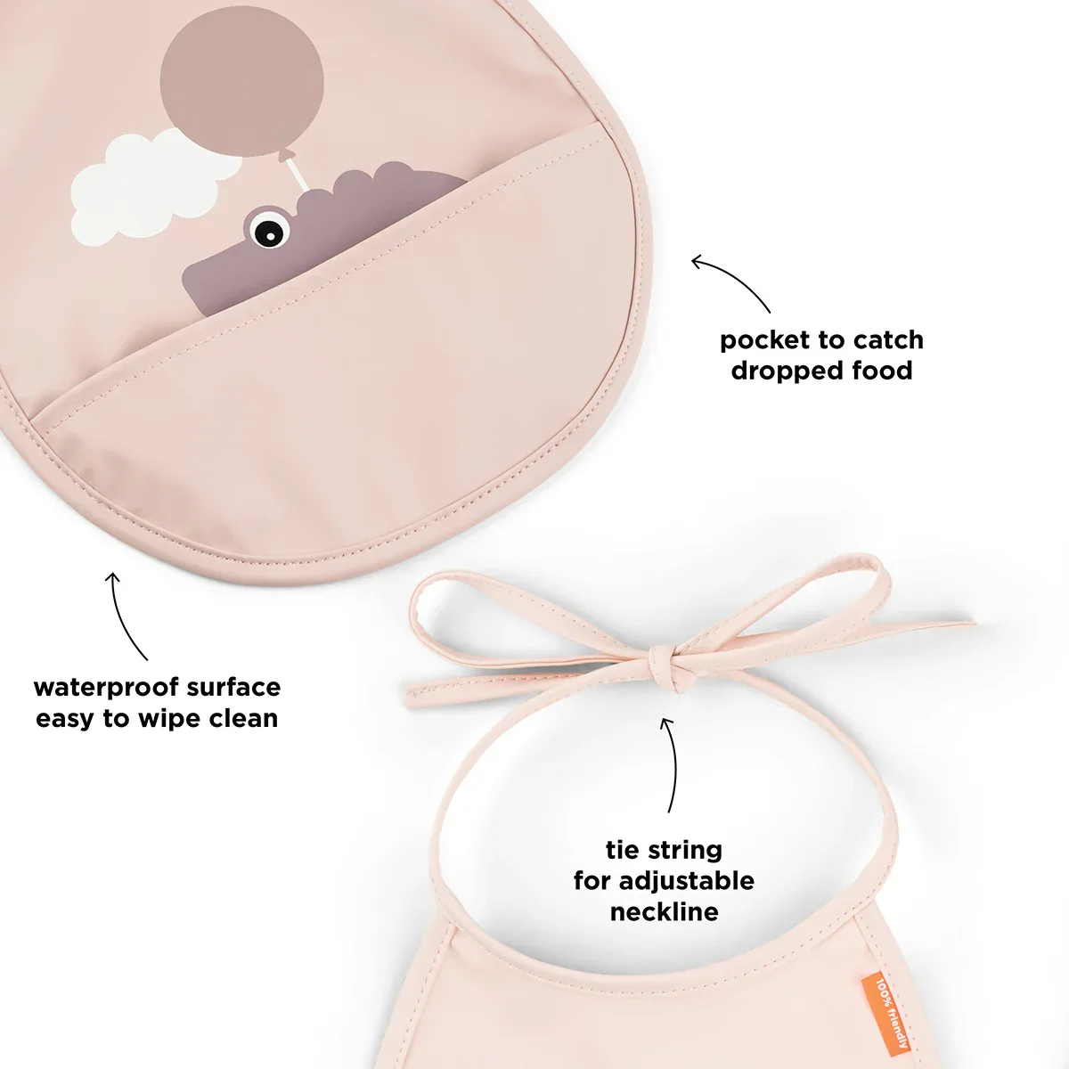 Done by Deer® Bib 2-pack Tiny pocket Happy Clouds Powder - Image 6