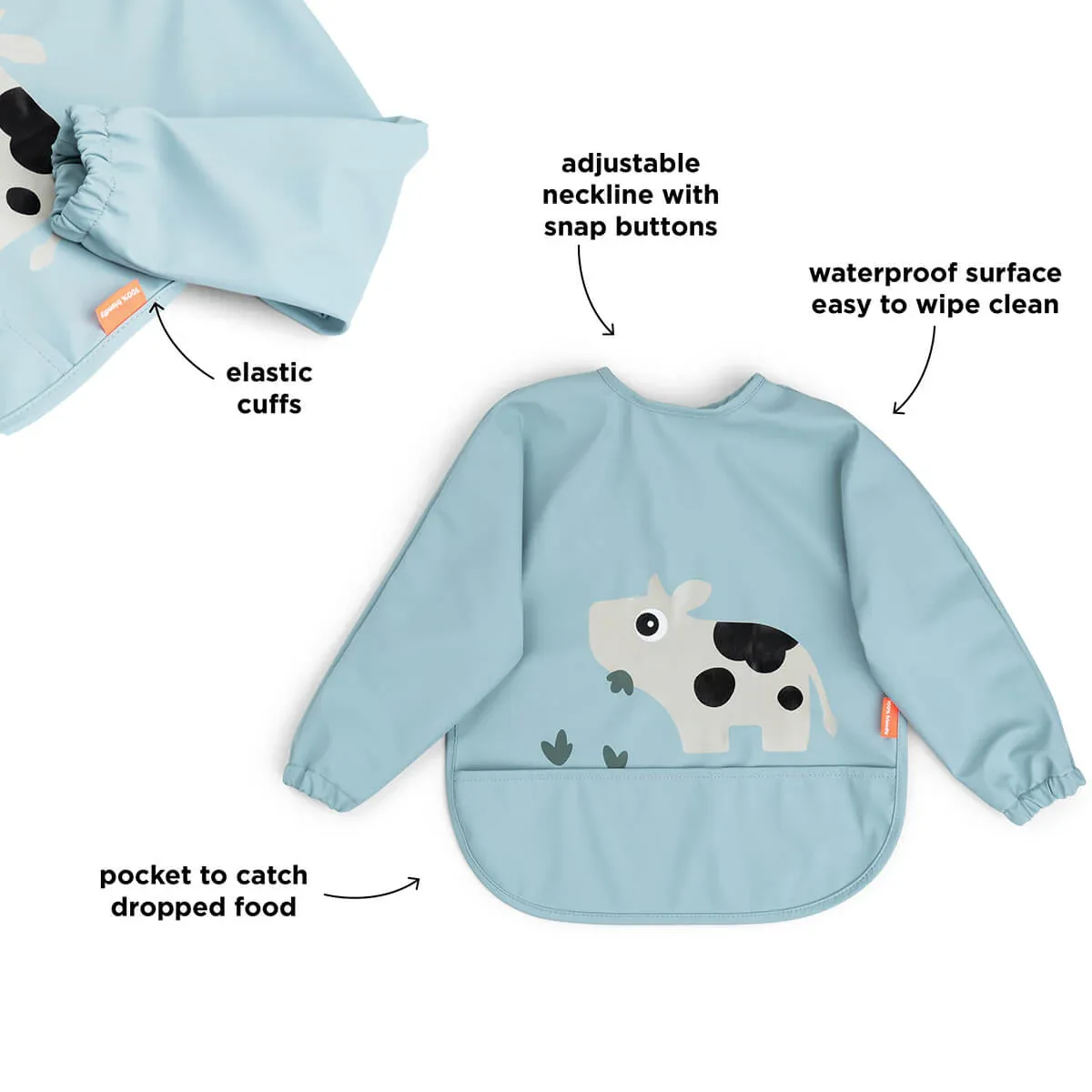 Done by Deer® Bib with sleeves Tiny Farm Blue - Image 2