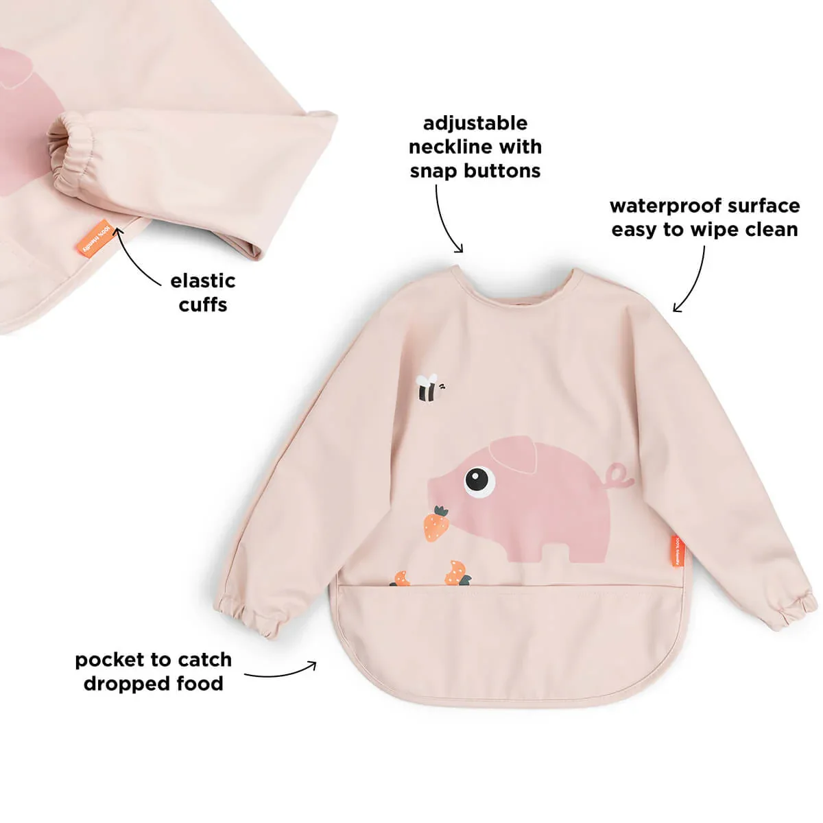 Done by Deer® Bib with sleeves Tiny Farm Powder - Image 2