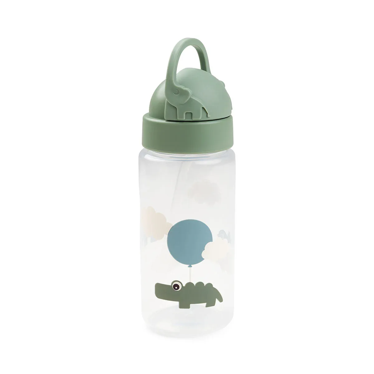 Done by Deer® Bottle with straw Happy clouds Green 350 ml - Image 3