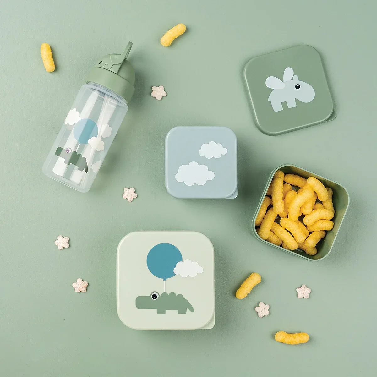 Done by Deer® Bottle with straw Happy clouds Green 350 ml - Image 5