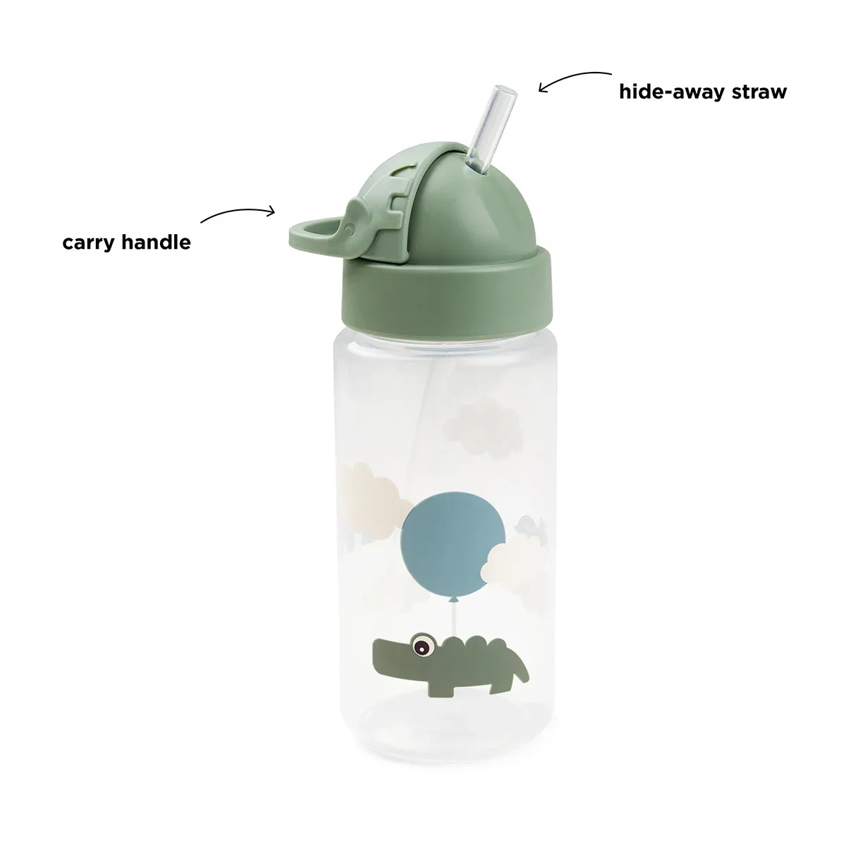 Done by Deer® Bottle with straw Happy clouds Green 350 ml - Image 6