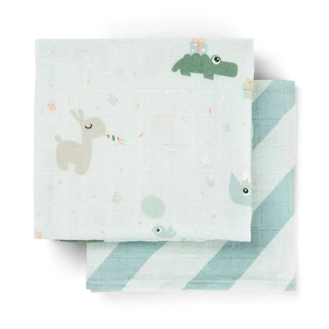 Done by Deer® Burp Cloth Set Celebration Blue 65x65 - Image 2