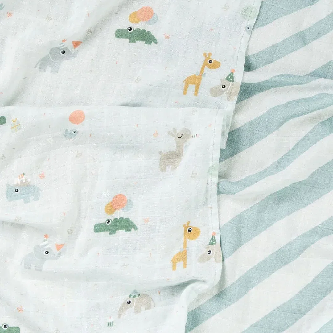 Done by Deer® Burp Cloth Set Celebration Blue 65x65 - Image 3
