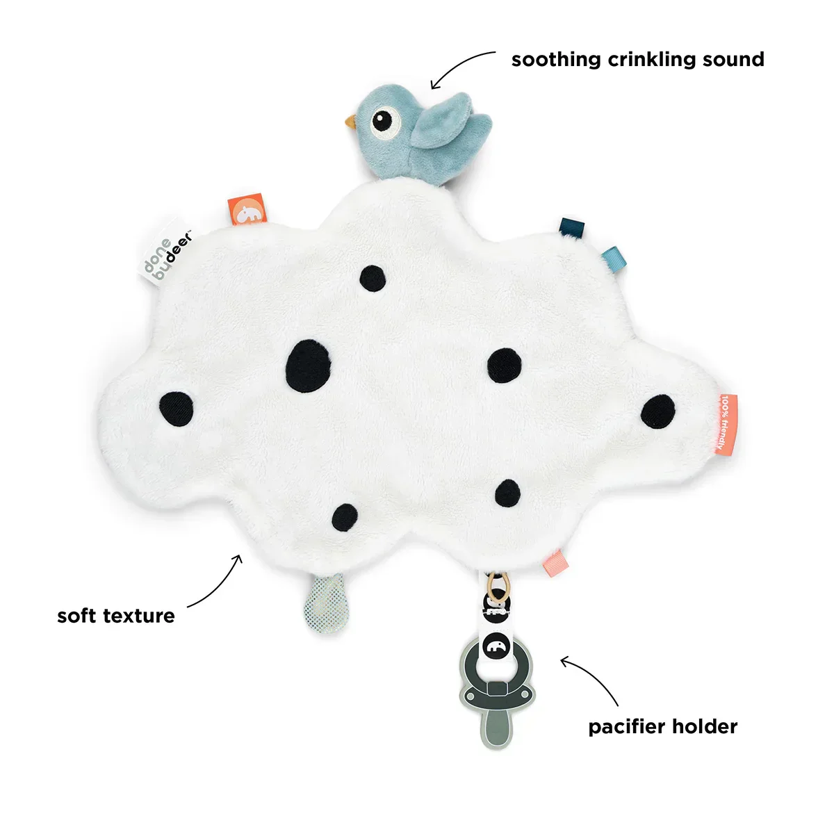 Done by Deer® Comfort blanket Happy Clouds Blue - Image 3