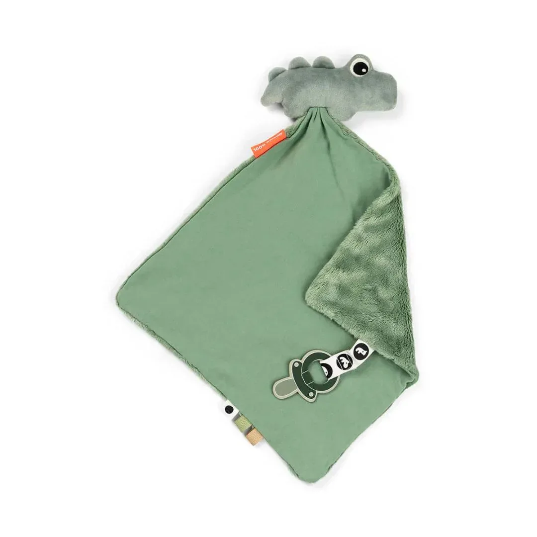 Done by Deer® Comfort Blanket with Pacifier Clip Croco Green - Image 2