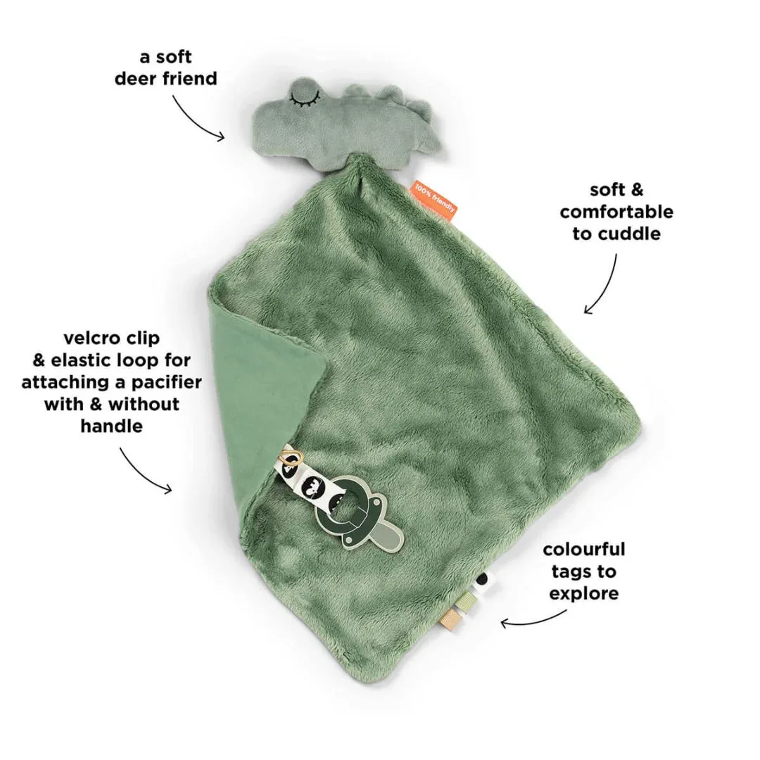 Done by Deer® Comfort Blanket with Pacifier Clip Croco Green - Image 3