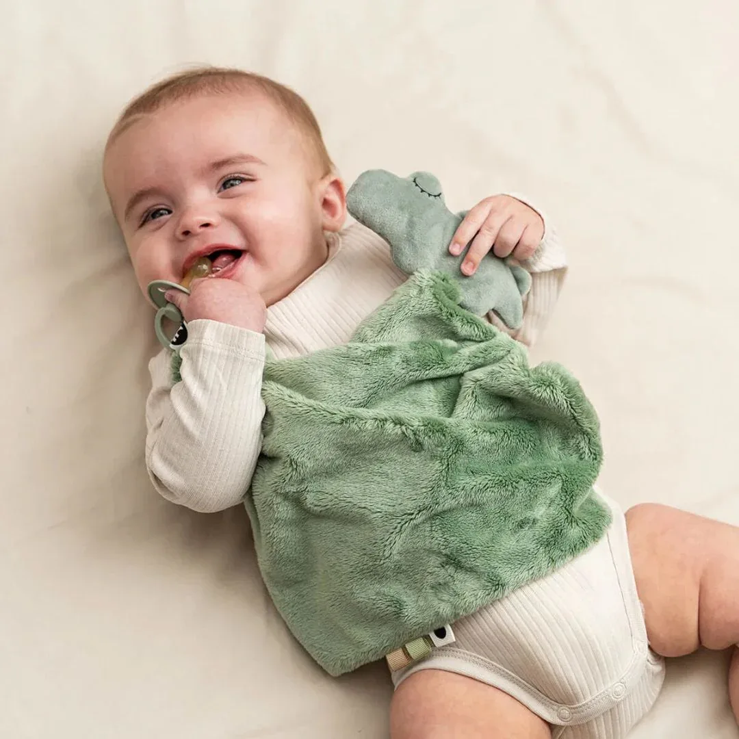 Done by Deer® Comfort Blanket with Pacifier Clip Croco Green - Image 4