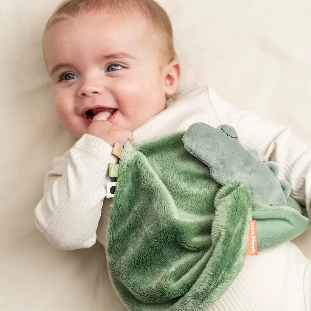 Done by Deer® Comfort Blanket with Pacifier Clip Croco Green - Image 5