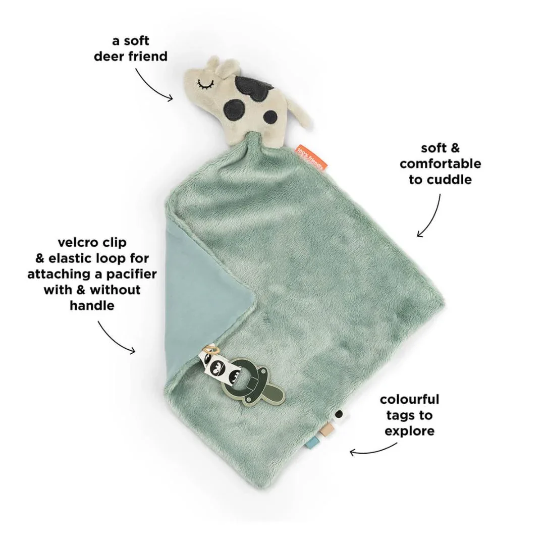 Done by Deer® Comfort Blanket with Pacifier Clip Dotti Blue - Image 3