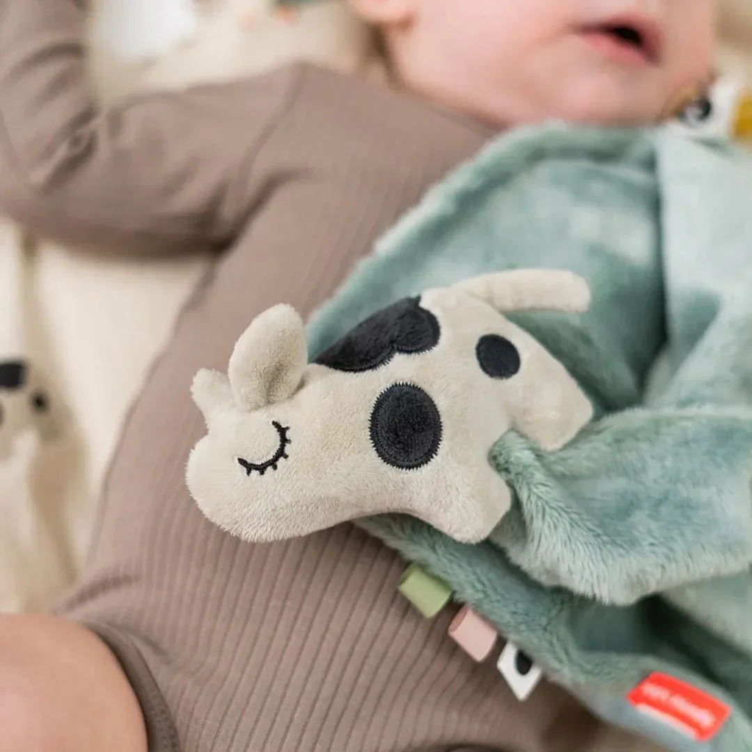 Done by Deer® Comfort Blanket with Pacifier Clip Dotti Blue - Image 5