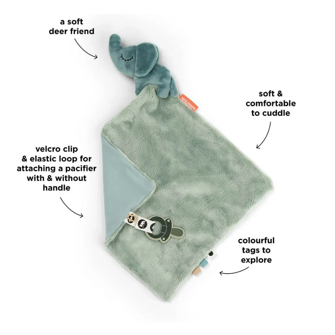 Done by Deer® Comfort Blanket with Pacifier Clip Elphee Blue - Image 3