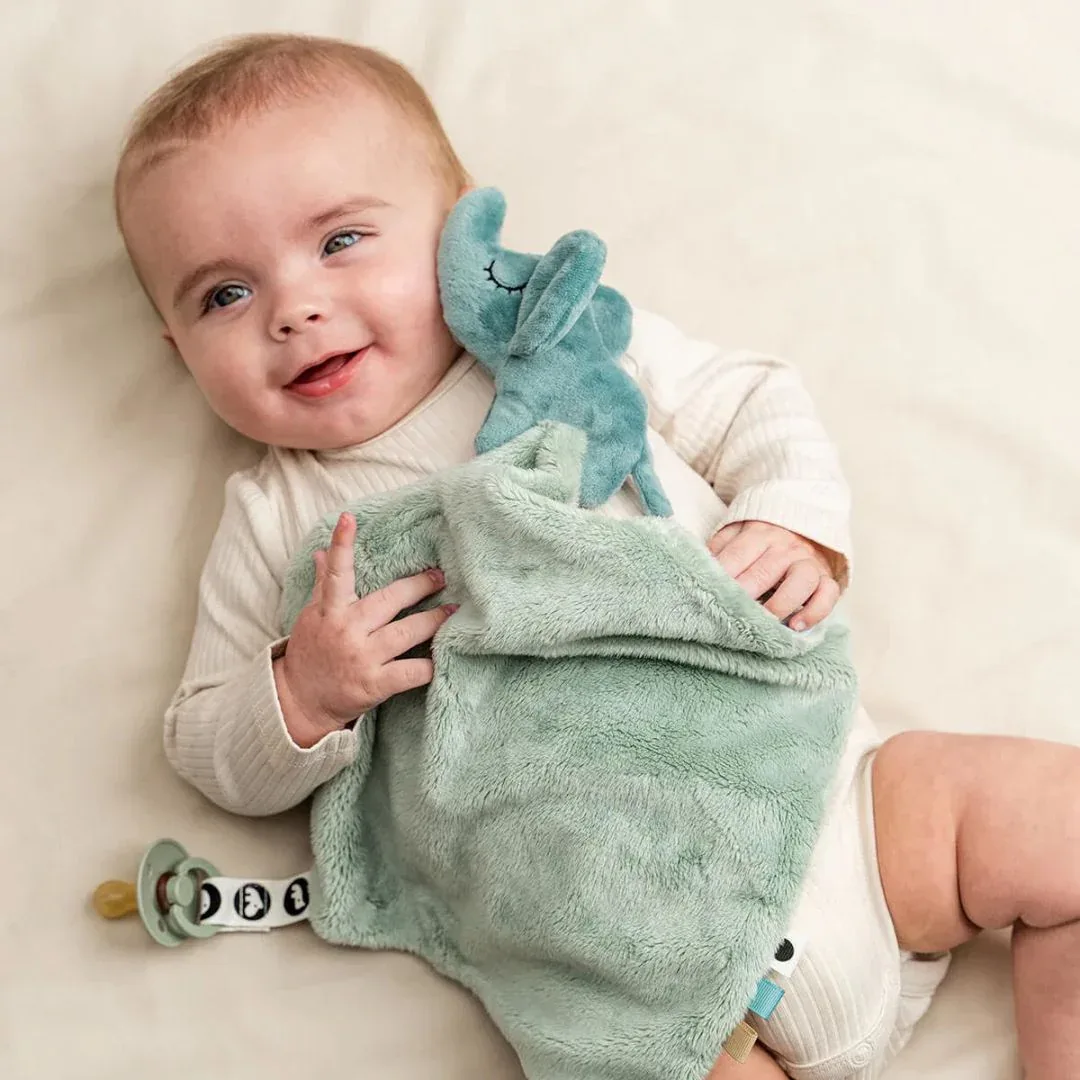 Done by Deer® Comfort Blanket with Pacifier Clip Elphee Blue - Image 4