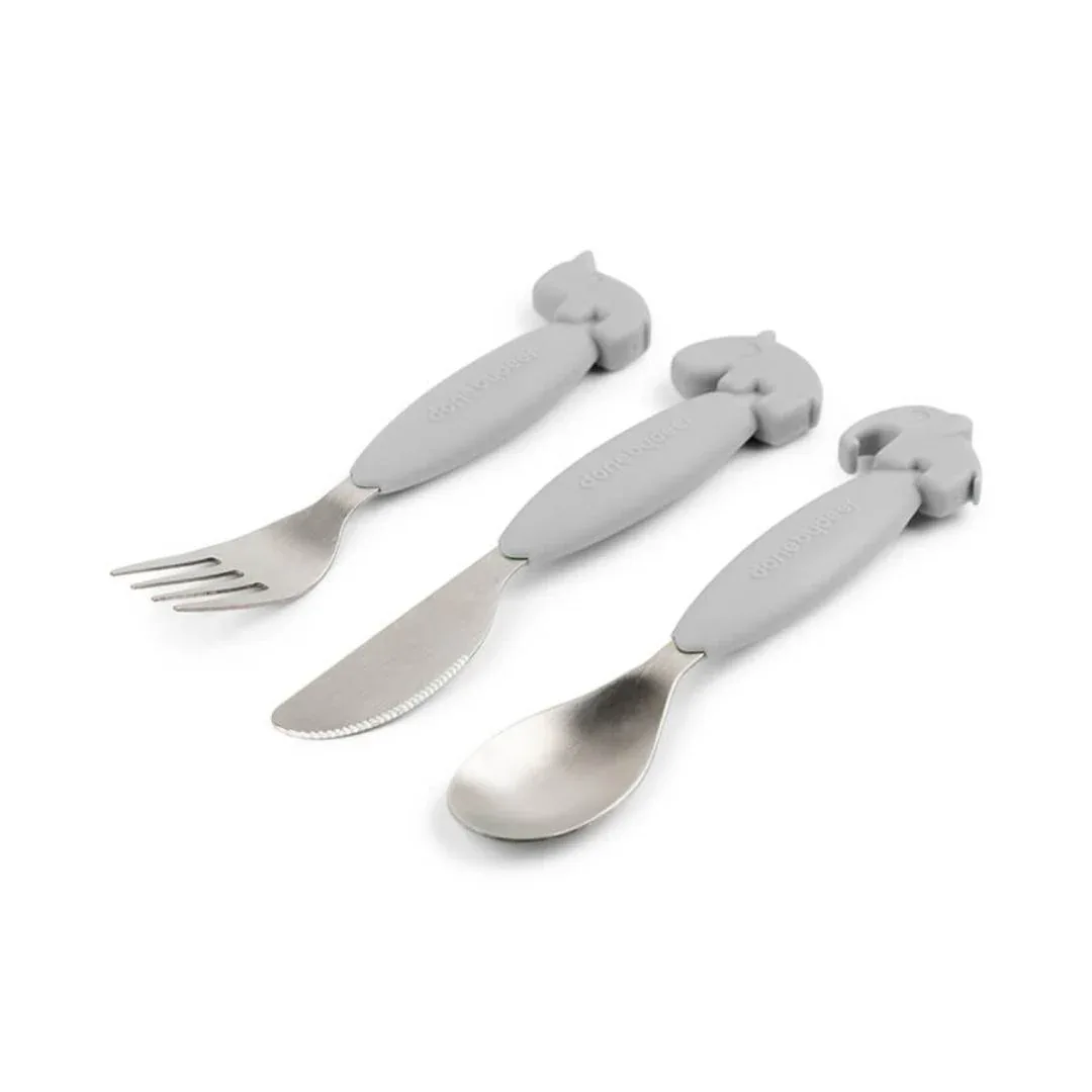Done by Deer® Cutlery set Deer Friends Grey