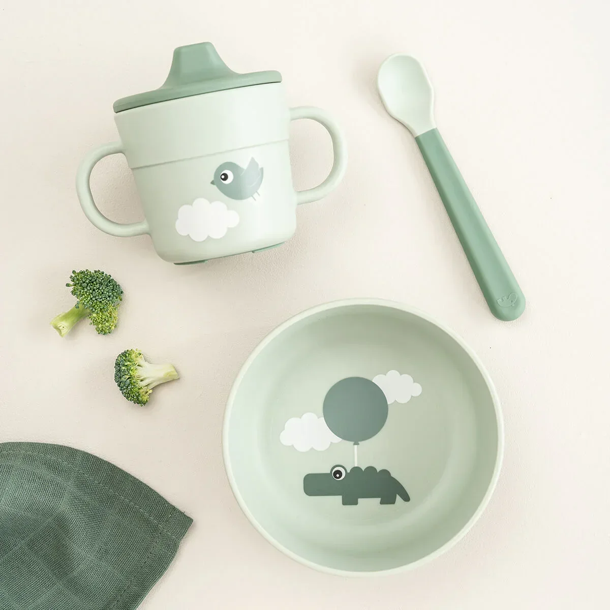 Done by Deer® First Feeding Set Foodie Happy Clouds Green - Image 4
