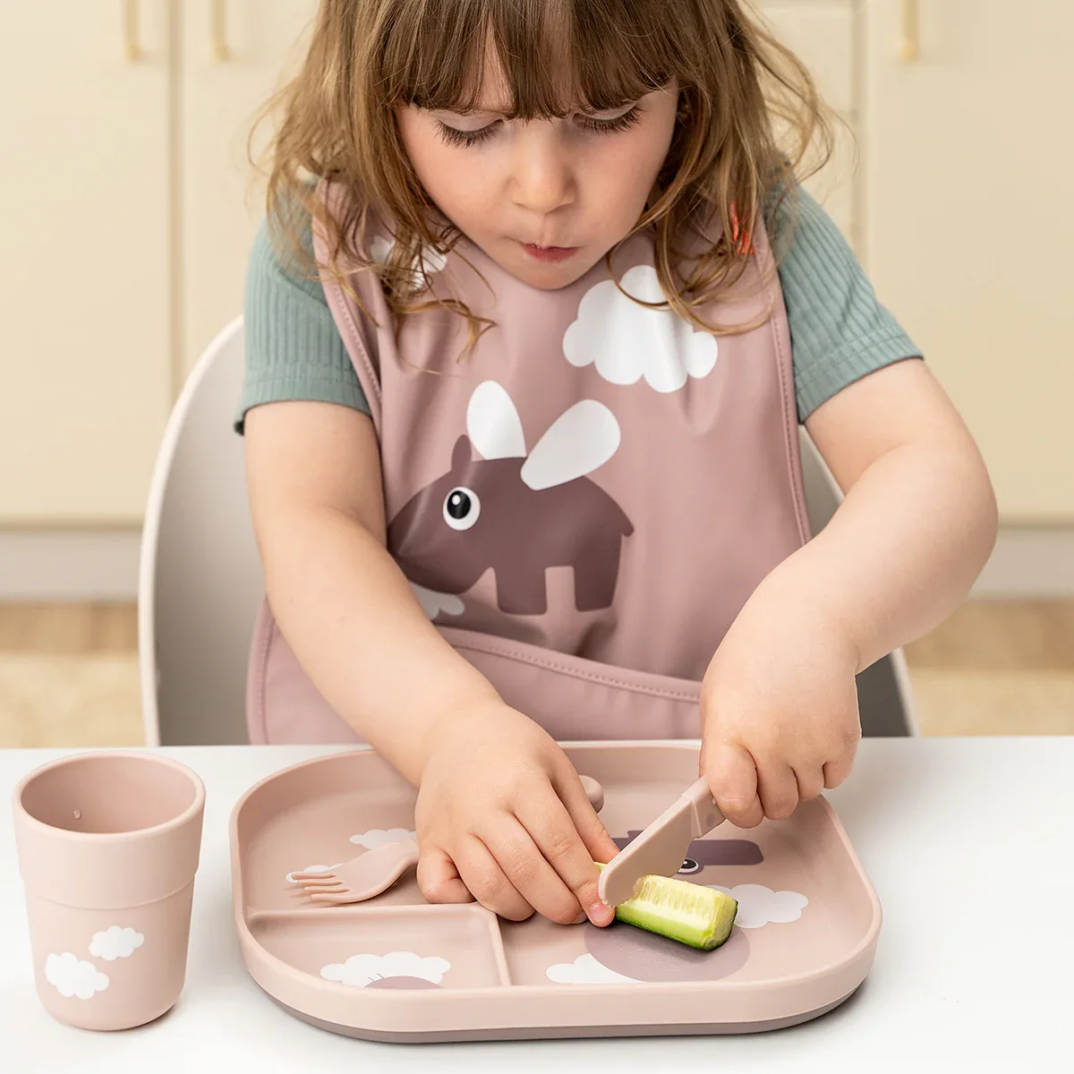 Done by Deer® Foodie compartment plate Happy Clouds Powder - Image 5
