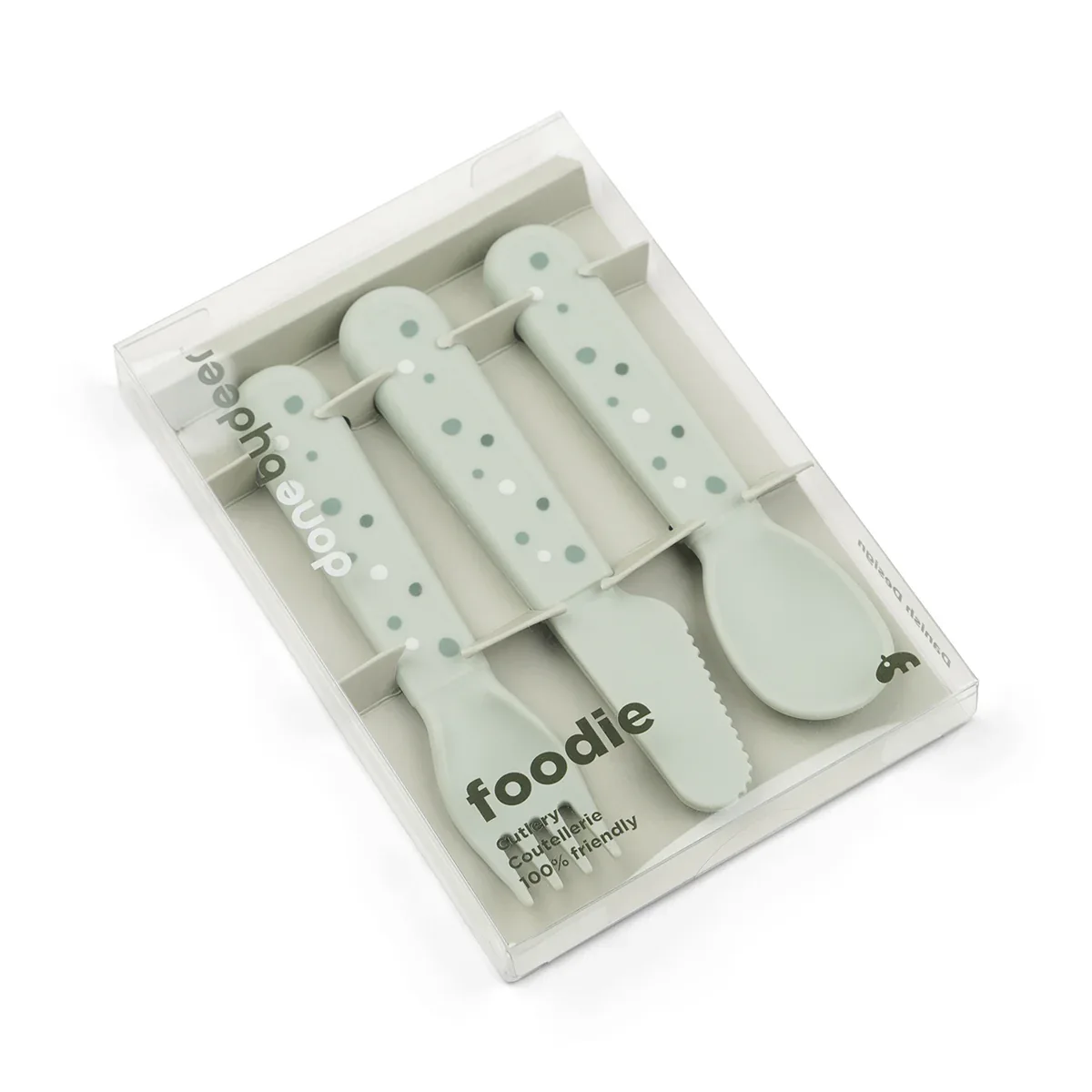 Done by Deer® Foodie cutlery set Happy Dots Green - Image 2