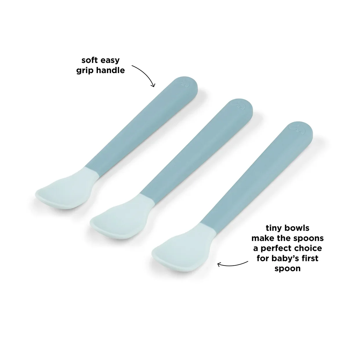 Done by Deer® Foodie Easy-grip Baby Spoon 3-pack Blue - Image 3