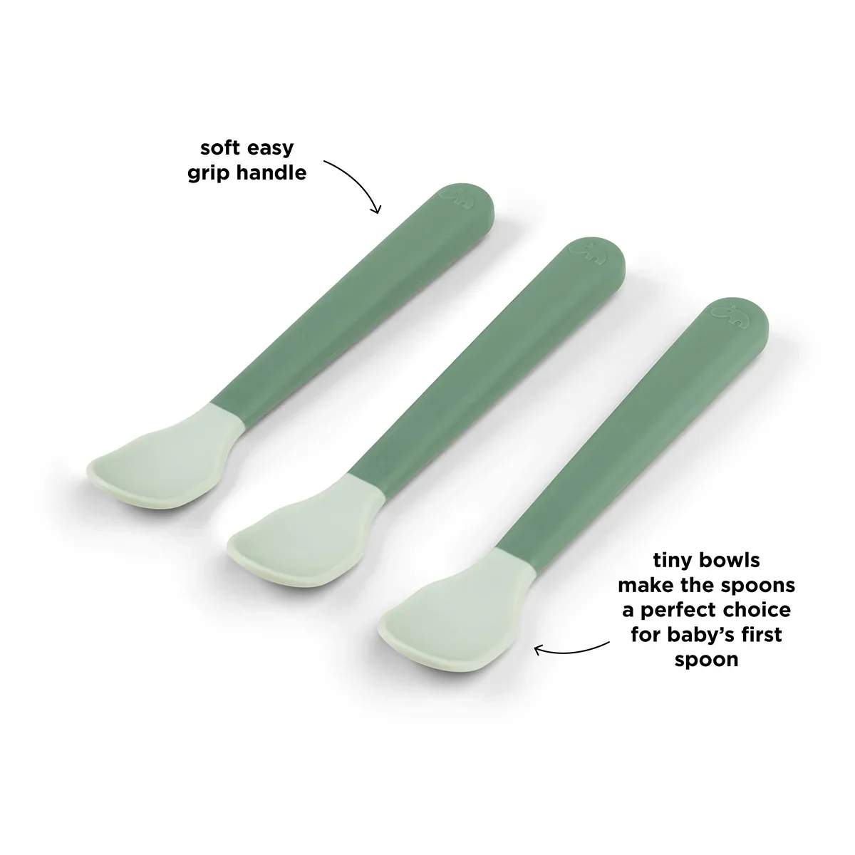 Done by Deer® Foodie Easy-grip Baby Spoon 3-pack Green - Image 3