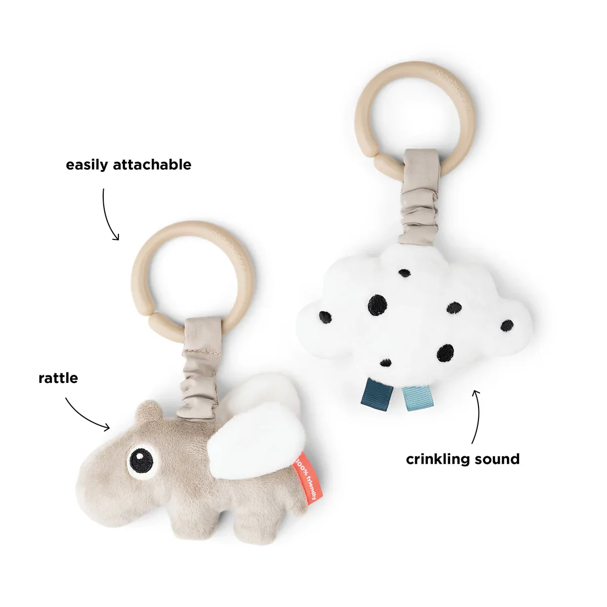 Done by Deer® Hanging activity toy 2 pcs Happy Clouds Sand - Image 5