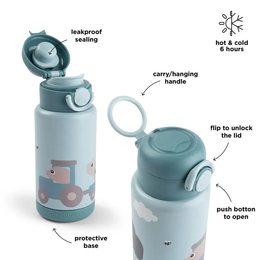 Done by Deer® Insulated bottle 340ml Tiny farm Blue - Image 4
